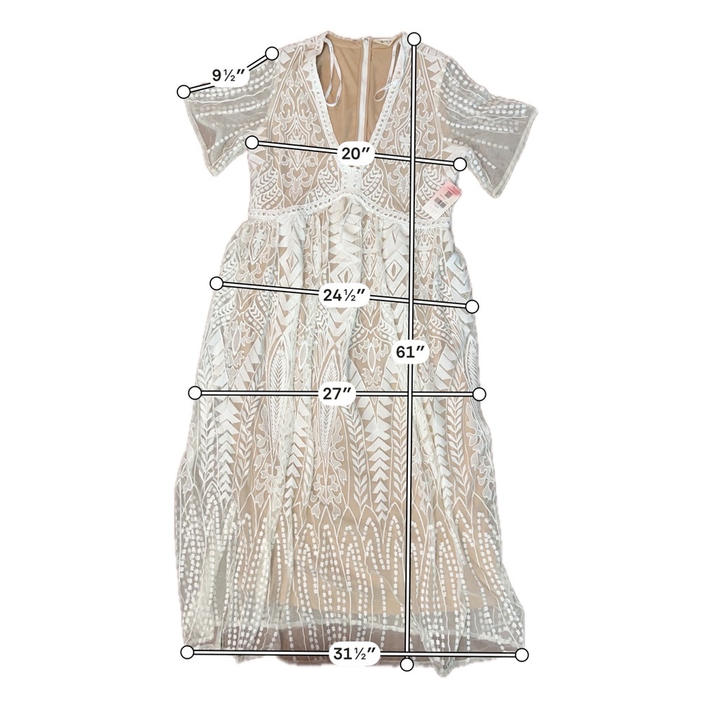 NWT A Beautiful Soul Arula White Lace Maxi Dress - Plus 1X - Picture 7 of 7